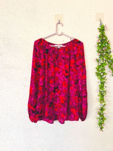 Vibrant Floral Print Long Sleeve Top