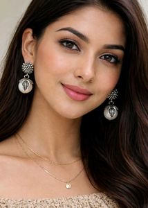 Oxidized Jhumka Earrings with Pearl