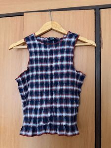 Chic Plaid Smocked Tank Top