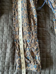 Blue Patterned Strapless Jumpsuit