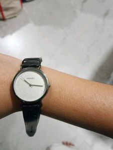 Classic Black Leather Strap Watch