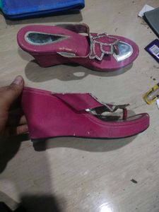 Embellished Fuchsia Flat Sandals