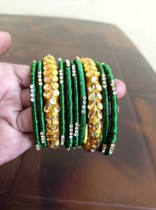 Green &amp; Gold Bangle Set
