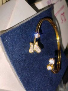Gold Butterfly Bangle with Crystals