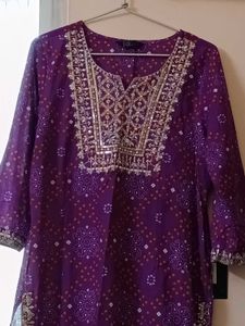 Vibrant Purple Embroidered Kurta Set with Dupatta