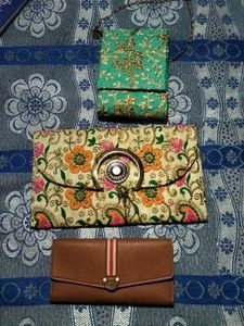 Set of 3 Embroidered Clutches