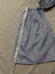 Striped Off-Shoulder Blouse with Floral Detail