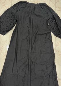 Elegant Black Cutwork Midi Dress