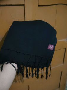 Elegant Black Scarf with Tassels