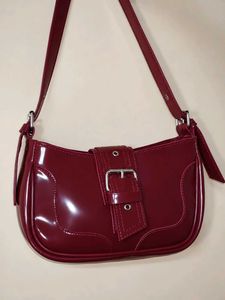 Chic patent Cherry Red Glossy Shoulder Bag🍒