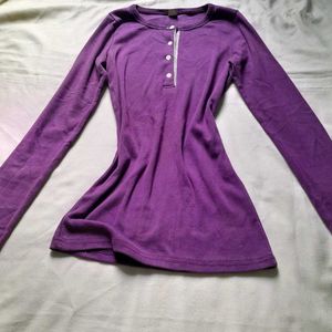 Purple Henley Long Sleeve Top