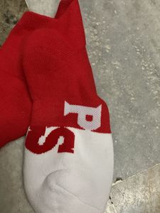 Red &amp; White Crew Socks