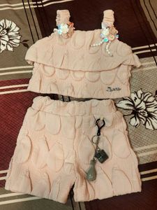 Cute Pink Ruffled Top & Shorts Set