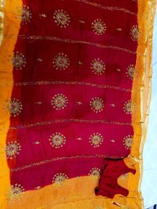 🇳🇿💫🎀 Y2K vintage Elegant Embroidered Red Saree
