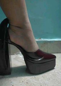 Burgundy Marry Platform Heels
