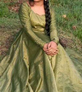 Elegant Olive Green Anarkali Gown