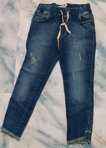 Distressed Blue Denim Joggers