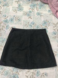 Black Zip Front Mini Skirt