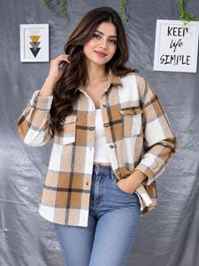 SHEIN Cozy Plaid Flannel Shacket jacket