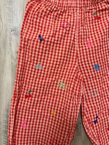 Red Gingham Embroidered Palazzo Pants