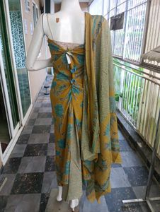Mustard Floral Kurta Set with Dupatta
