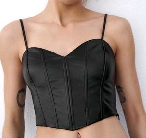 Faux Leather Black Corset Top