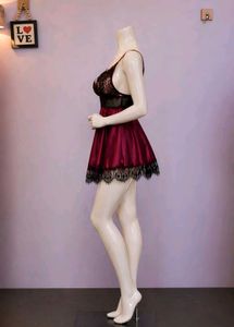 Burgundy Lace Babydoll Lingerie
