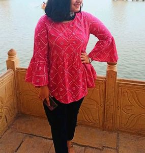 Beautiful Pink Printed Kurti/Top