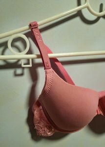 Pink Lacey Front Closure Push Up Bra