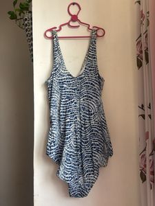 Stylish Blue &amp; White One-Piece Swimsuit