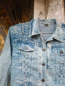 Pearl Embellished Denim Jacket