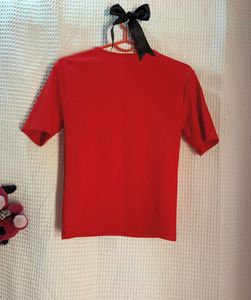 Red V-Neck Embellished Top