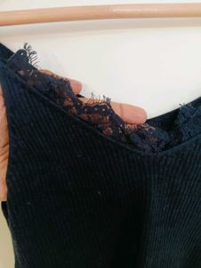 Black cami top with lace trim