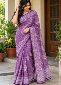 Elegant Purple Embroidered Saree BRAND NEW