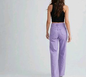 Stylish Lavender Wide-Leg Jeans