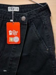 Souled Store denim skort in carbon black