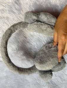 Fluffy Grey Bunny Ear Headband