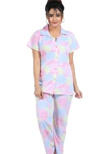 Cute Printed Women's Night Suit Set Shirt &amp; Pyjama