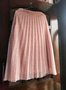 Pleated Pink Floral Skirt