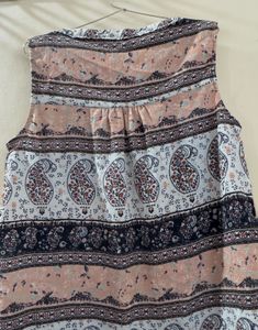 Boho Paisley Print Lace Trim Sleeveless Top