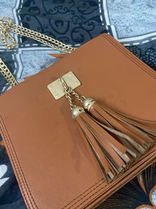 Brown Faux Leather Crossbody Bag