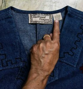 Denim Vest with Horse &amp; Cross Applique