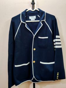 Thom browne Navy Blazer With Striped Arm &amp; Gold An