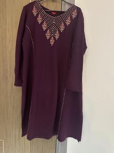 last price Elegant Embroidered Purple Kurta