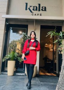 Vibrant Red Choker Neck Top only dress