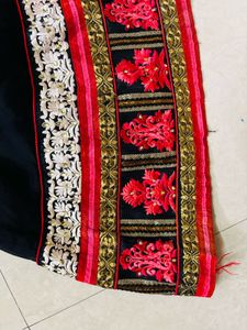 Elegant Black &amp; Red Embroidered Anarkali Kurta