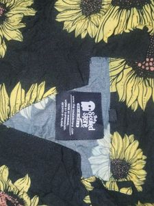 Black Sunflower Button Top