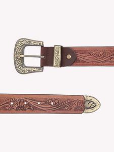Western Style Embossed Leather Belt