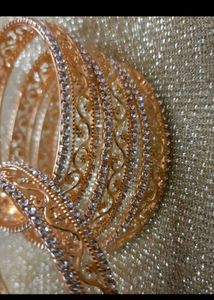 Elegant Rose Gold Bangles with Stones