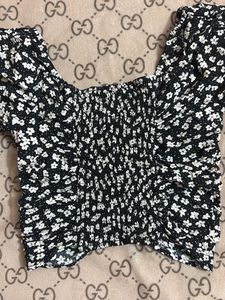 Cute Floral Ruched Crop Top